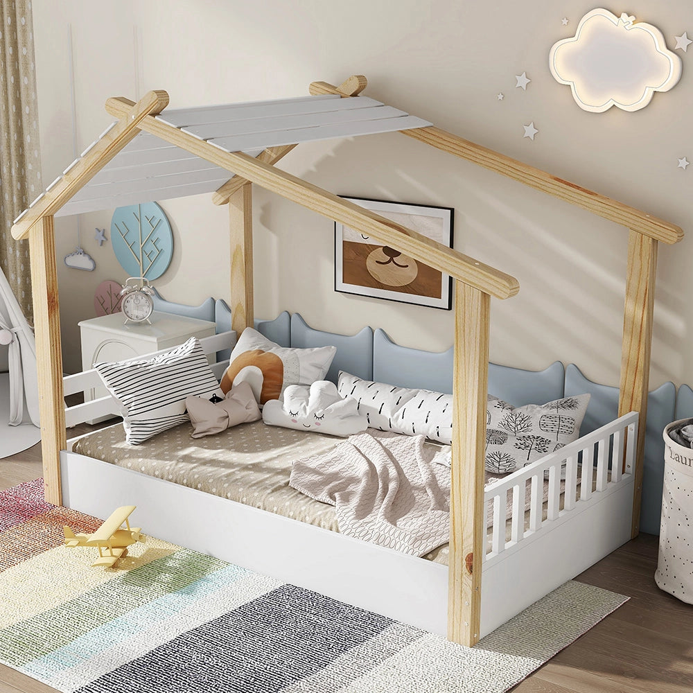 Letto Singolo Bambino 90x200cm - Xylo - Legno Design Elegante in Colore Bianco Naturale