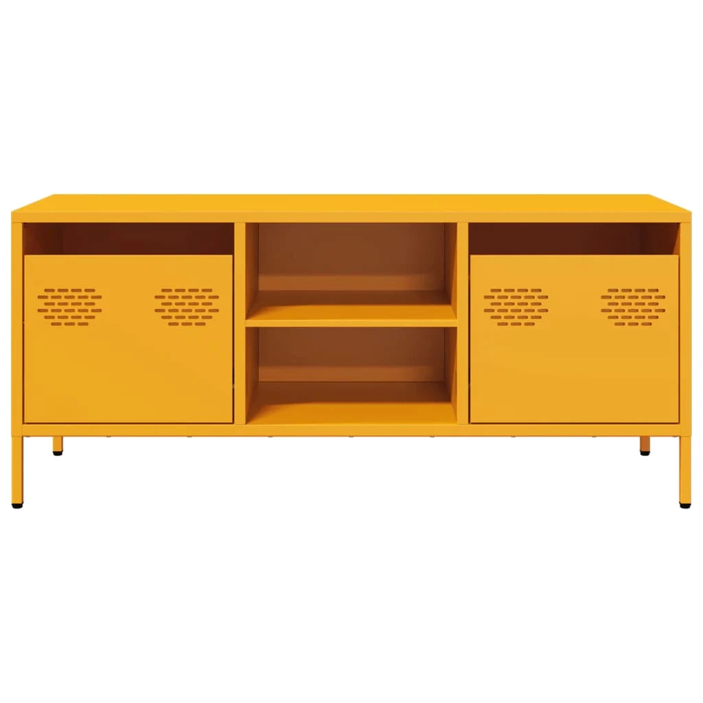 Mobile TV multimediale scaffale TV credenza mobile TV sala da pranzo soggiorno camera da letto giallo senape 101,5 x 39 x 43,5 cm acciaio laminato a freddo giallo 02_0027656