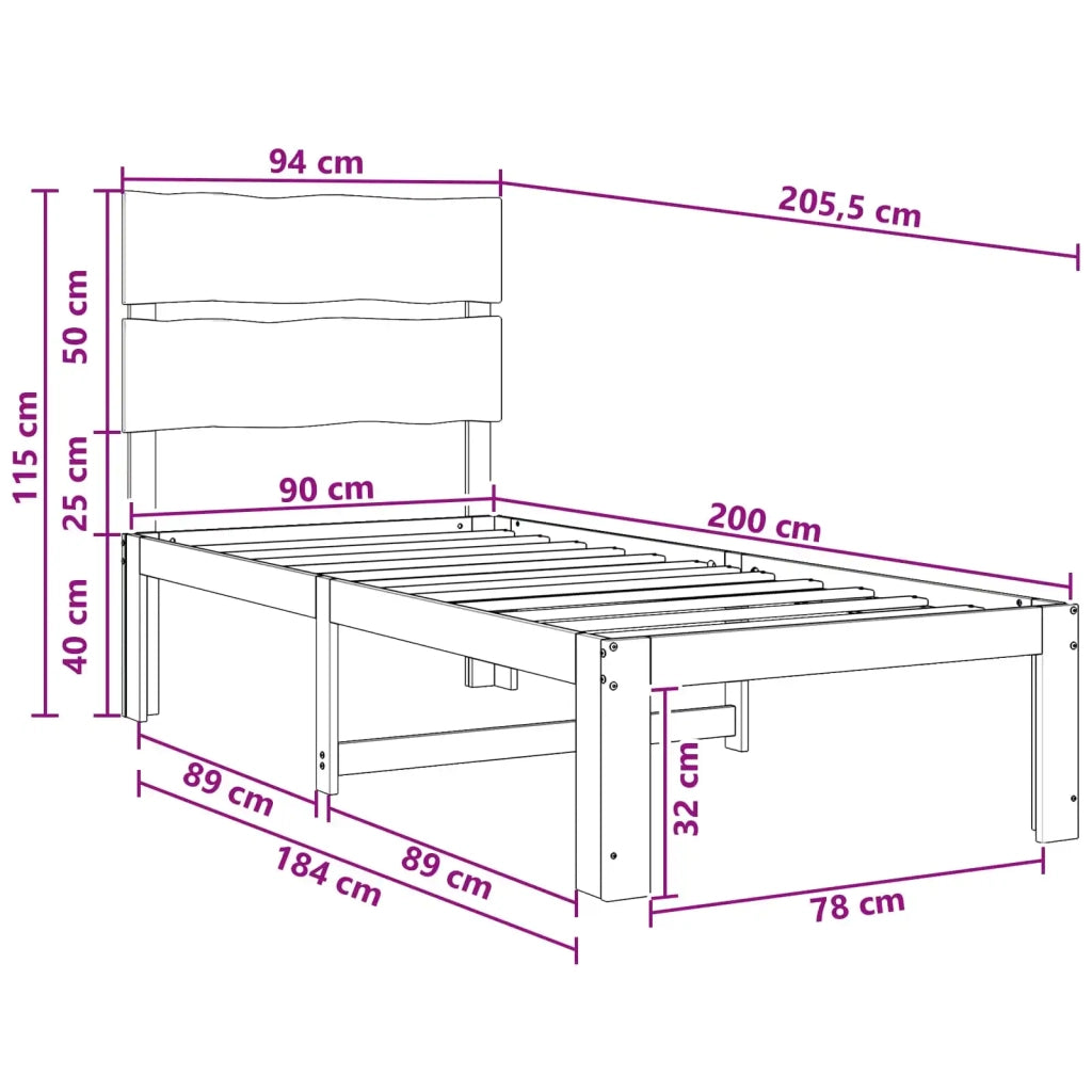 Letto Singolo con Testiera ROSTOCK Marrone Scuro 90 x 200 cm 903497