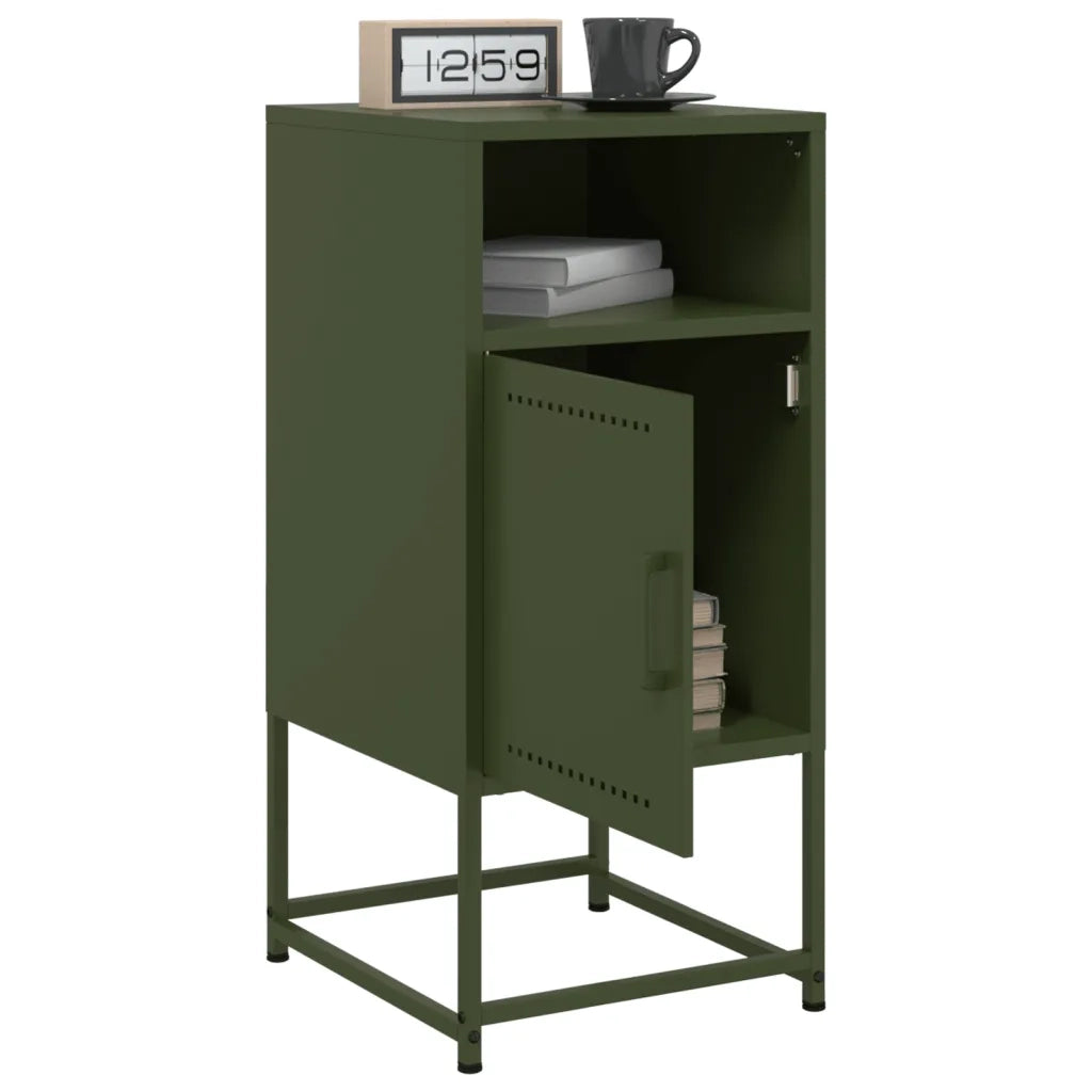 Comodino Verde Oliva 36x39x78 cm in Acciaio
