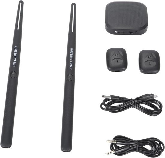 Drumset Portatile con Sensore di Movimento e Bastoncini Elettronici. Inclusa Funzione MIDI USB, 8 Suoni e Pedali. Gioca con Bastoncini a Luce e Standard.