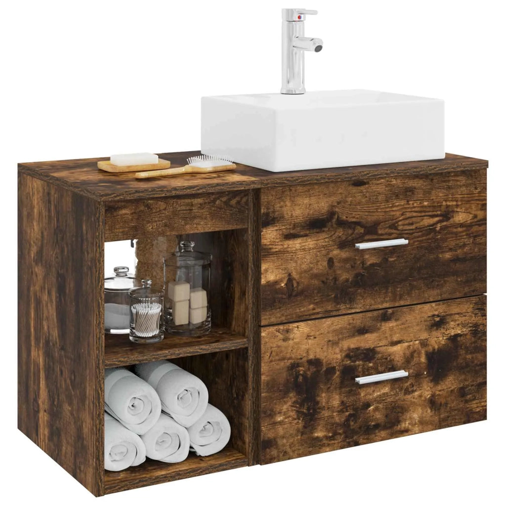Set di mobili per il bagno 2 pcs Rovere Fumo 3403892