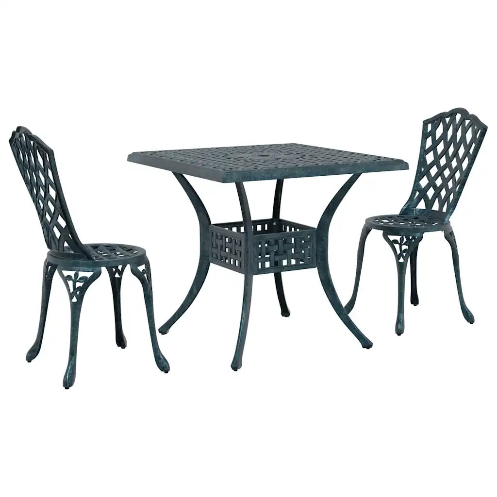 Set di Tavolo da Giardino 3 pcs Verde Alluminio pressofuso