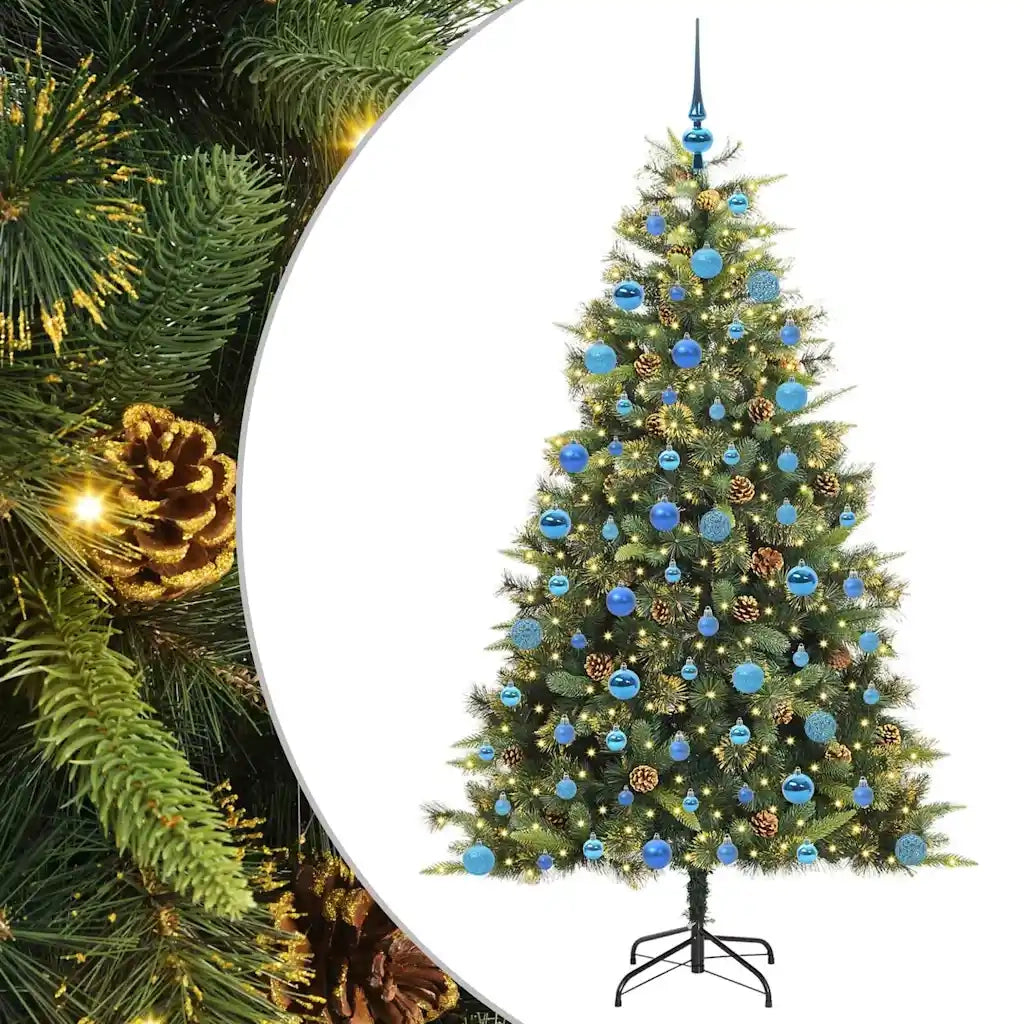 Albero di Natale artificiale pieghevole con coni Verde 180 cm 3395096