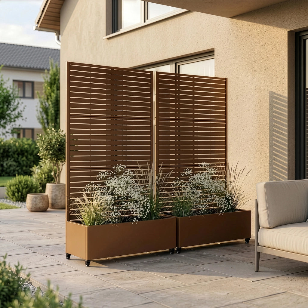 Fioriera con Spalliera Nodepp in Acciaio 190 x 82 x 38 cm - Marrone casa.pro