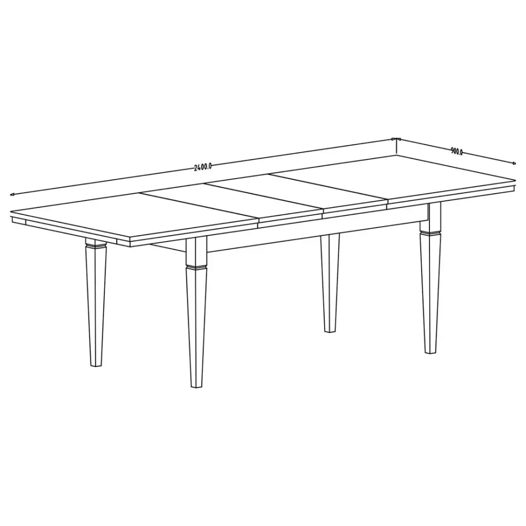 Tavolo estensibile fino a 240cm per sala da pranzo Collezione ASSIA. Colori verde e quercia.