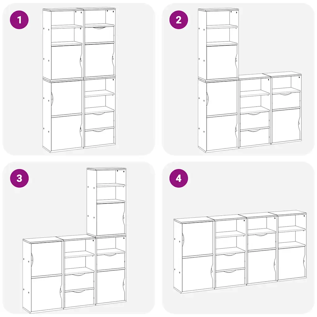 Armadietti Laterali 4 pz ODDA Bianco 40x24x79 cm Legno di Pino 3365351