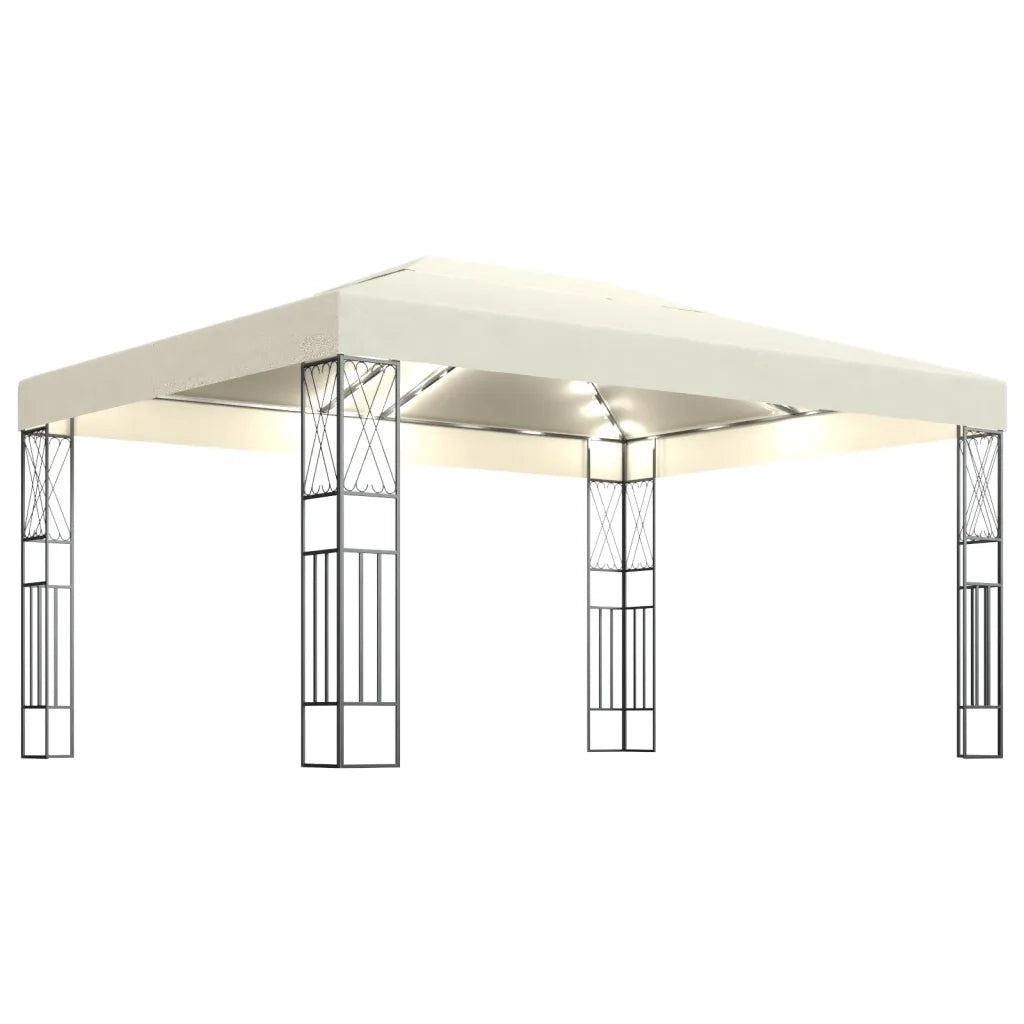 Gazebo con Stringa di Luci LED 3x4 m in Tessuto Crema cod mxl 66257