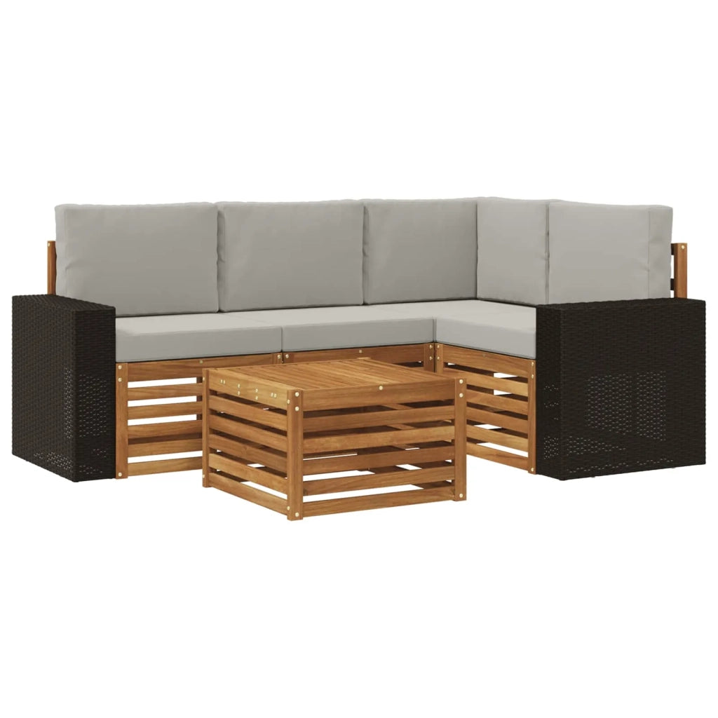 Set di divani da esterno 5 pcs Naturale e Grigio Chiaro 3384332