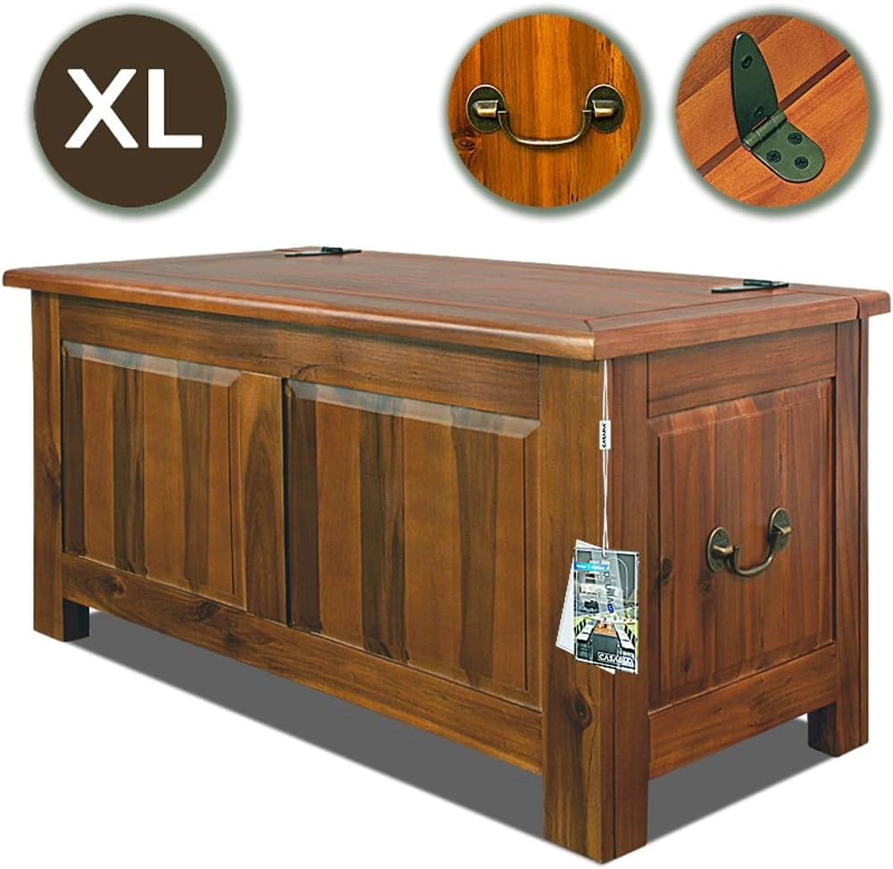 Deuba Cassapanca in Legno 85x44x48cm Vano Contenitore e Coperchio Baule Salvaspazio Pistone a Gas