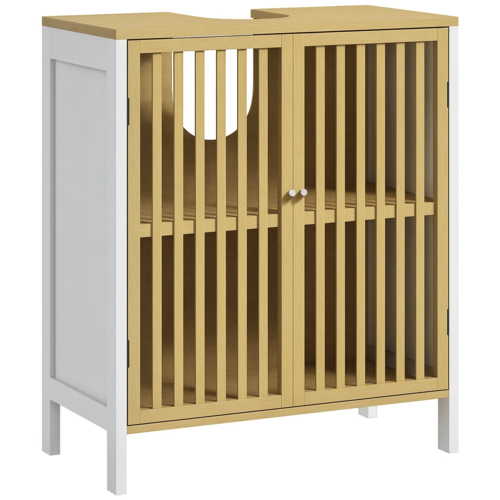 Mobile Sottolavabo 2 Ante con Ripiano Regolabile ¨C zephmum ¨C 60x30x70 cm MDF e Bamb¨´
