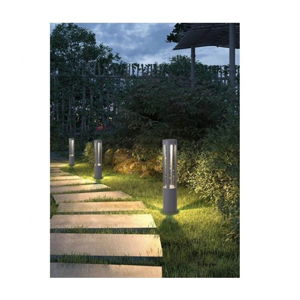 Trade Shop - Lampione Giardino Lampada 12 Watt Led Terra Esterno Ip65 Lampioncino Grigio Es28 -