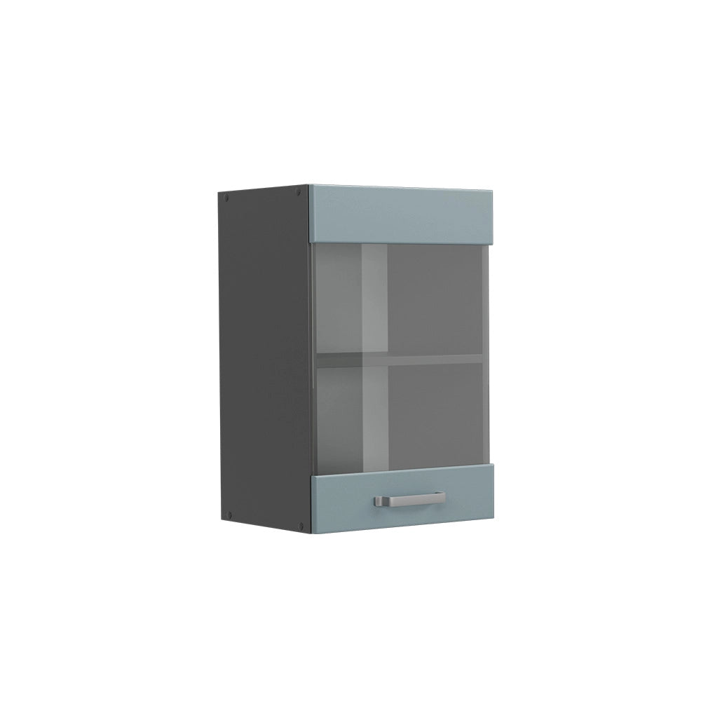 Vicco Mobile da cucina in vetro Grigio-blu 40 cm