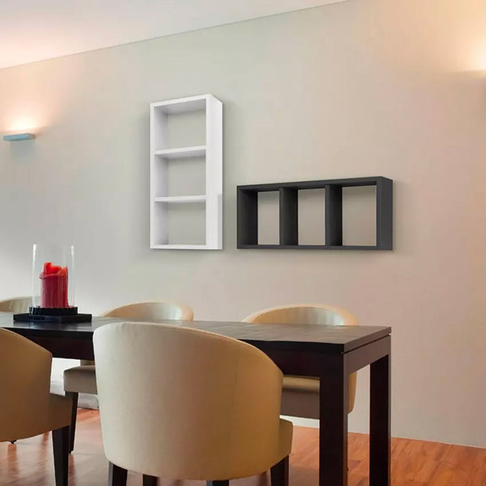 Mensola Rettangolare 3 Scomparti da Parete 70x30x15.5 cm in Fibra di Legno Tristano Rosso