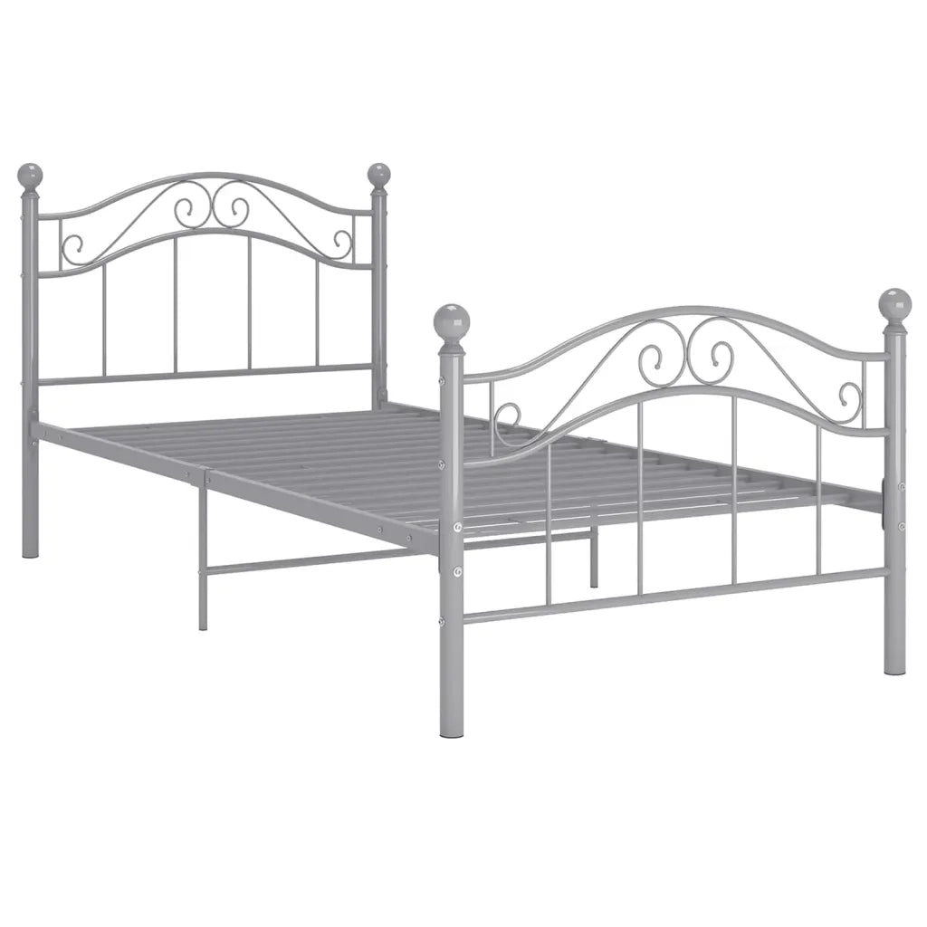 Letto singolo | Letto per adulti | Giroletto Grigio in Metallo 90x200 cm