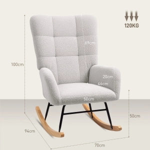 POLTRONA A DONDOLO 70x94x100 cm Grigio Chiaro in Velluto