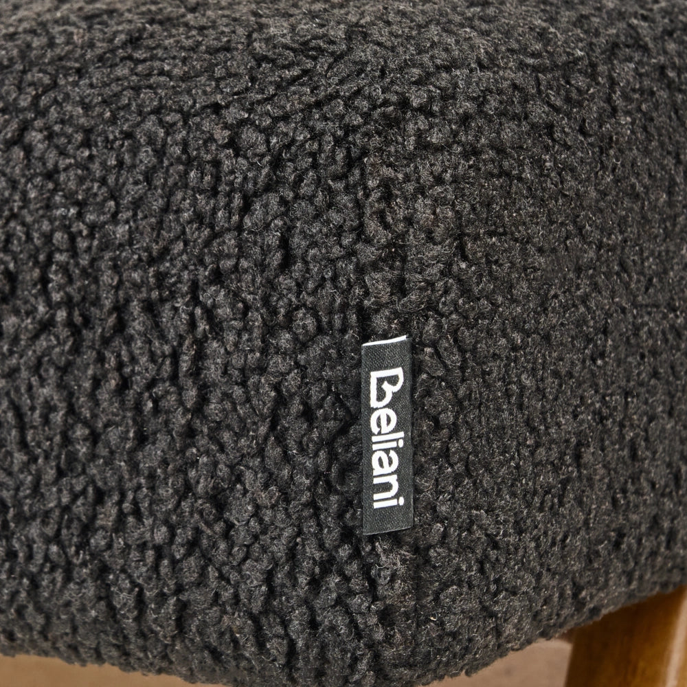 Panca Boucle nero e marrone scuro con gambe in legno imbottite Panca per corridoio e panca da letto