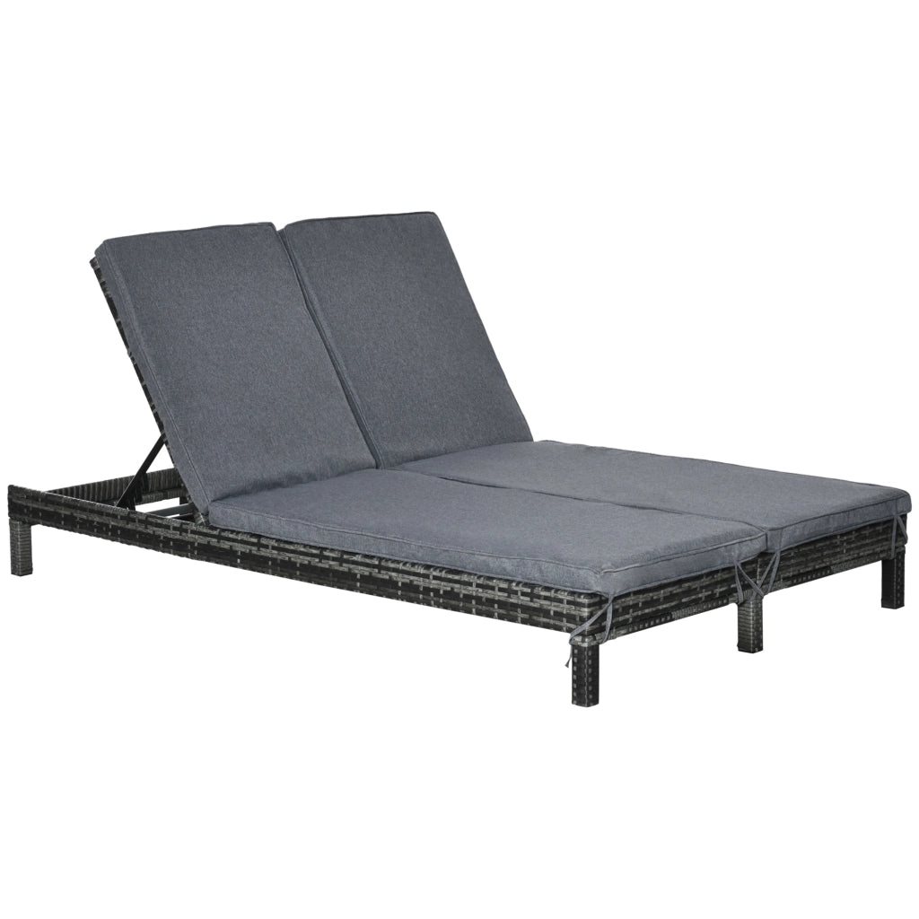 Lettino da giardino in polyrattan per 2 persone ¨C zephmum ¨C 196x120x28 cm