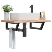 Reggimensole per Lavabo 2 pz Nere Trapezio in Acciaio 4007285