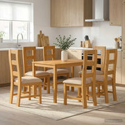 Set da pranzo 7 pz Grigio Legno di Quercia Massello 3430265