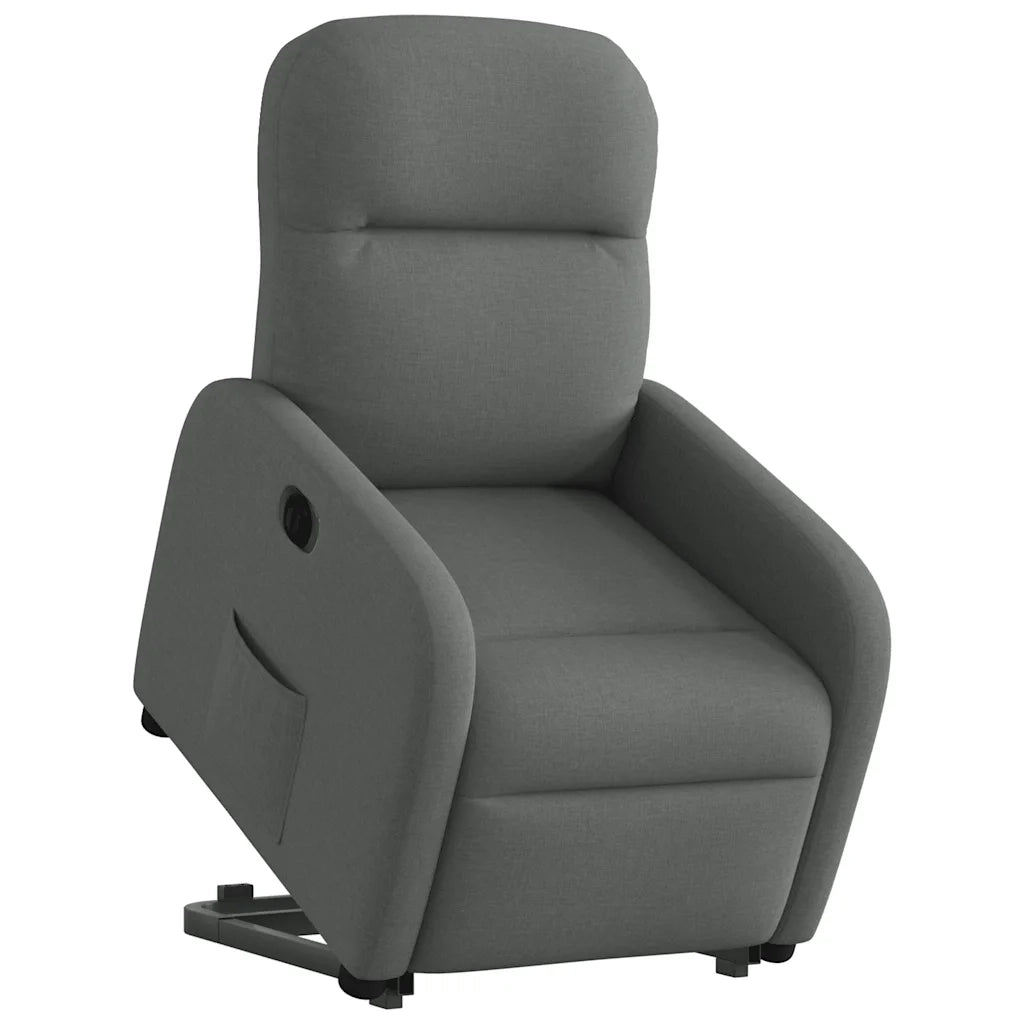 vidaXL Poltrona Alzapersona Reclinabile Elettrica Grigio Scuro Tessuto
