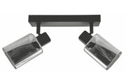 Plafoniera Harlow nera 2 vetri fumé 2xE14 40W Reality