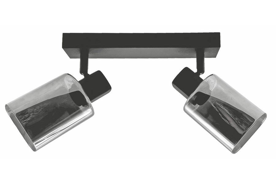 Plafoniera Harlow nera 2 vetri fumé 2xE14 40W Reality