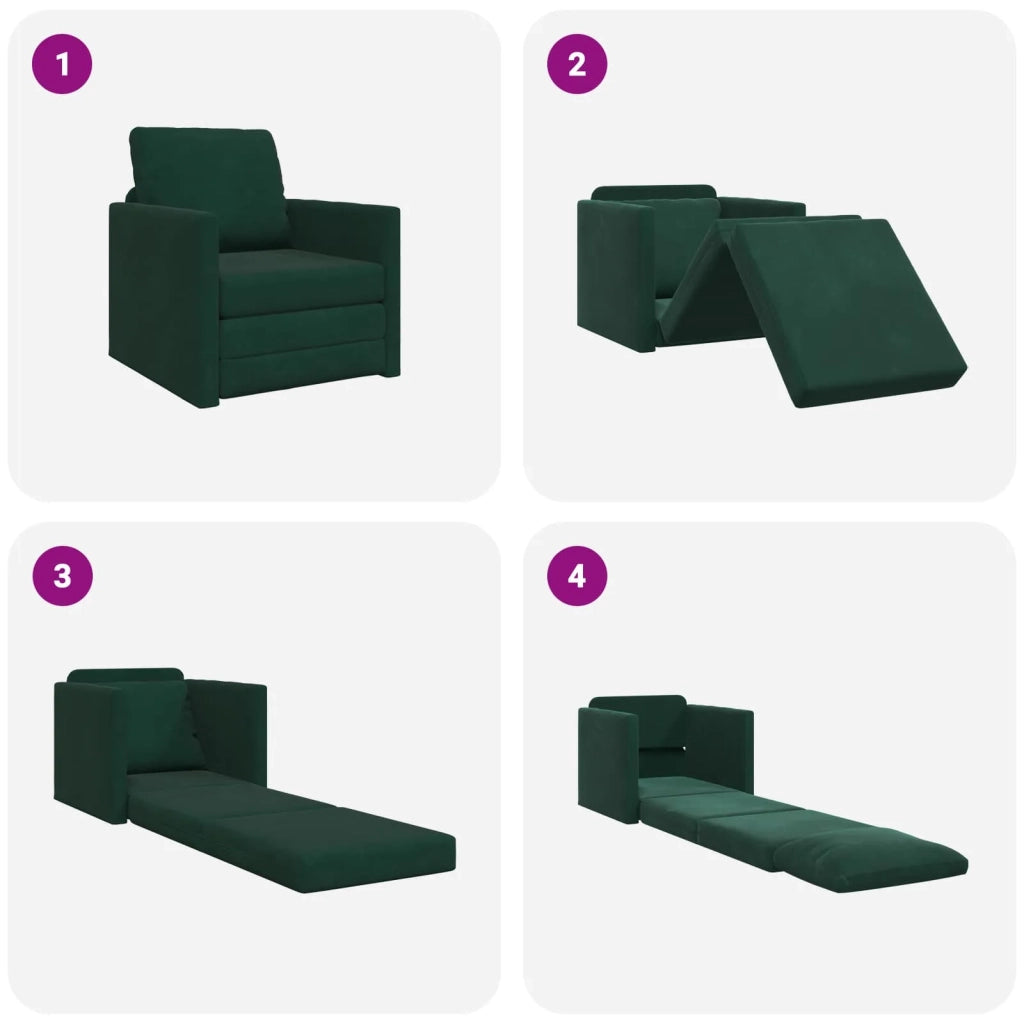 Divano letto Verde Scuro 74 x 77 x 81 cm Velluto 4106616
