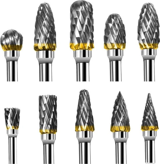 Set di taglieri in acciaio duro - 10 pezzi di carburo di tungsteno per lavori di fai da te, sculture, lucidatura, graviatura del metallo e foratura
