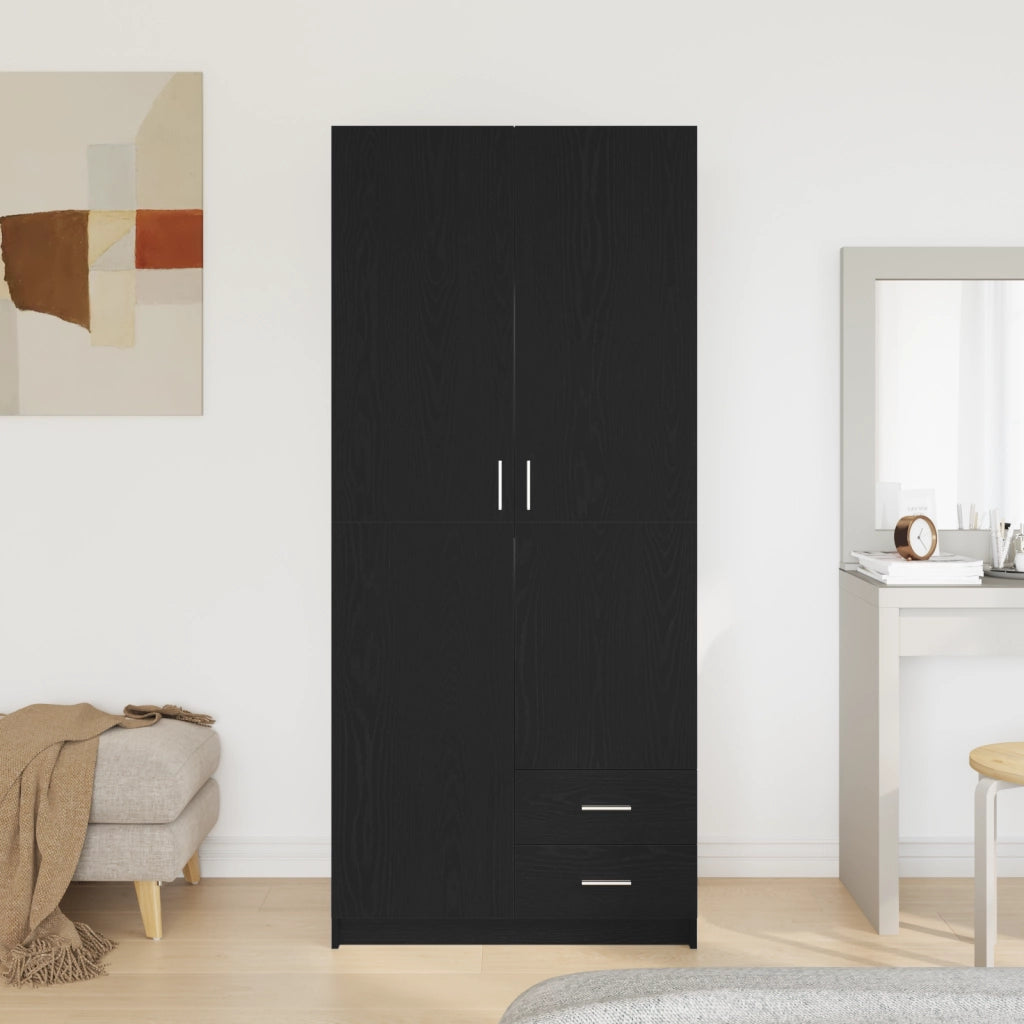 Armadio  Nero Rovere 80x52x180 cm in Legno Ingegnerizzato