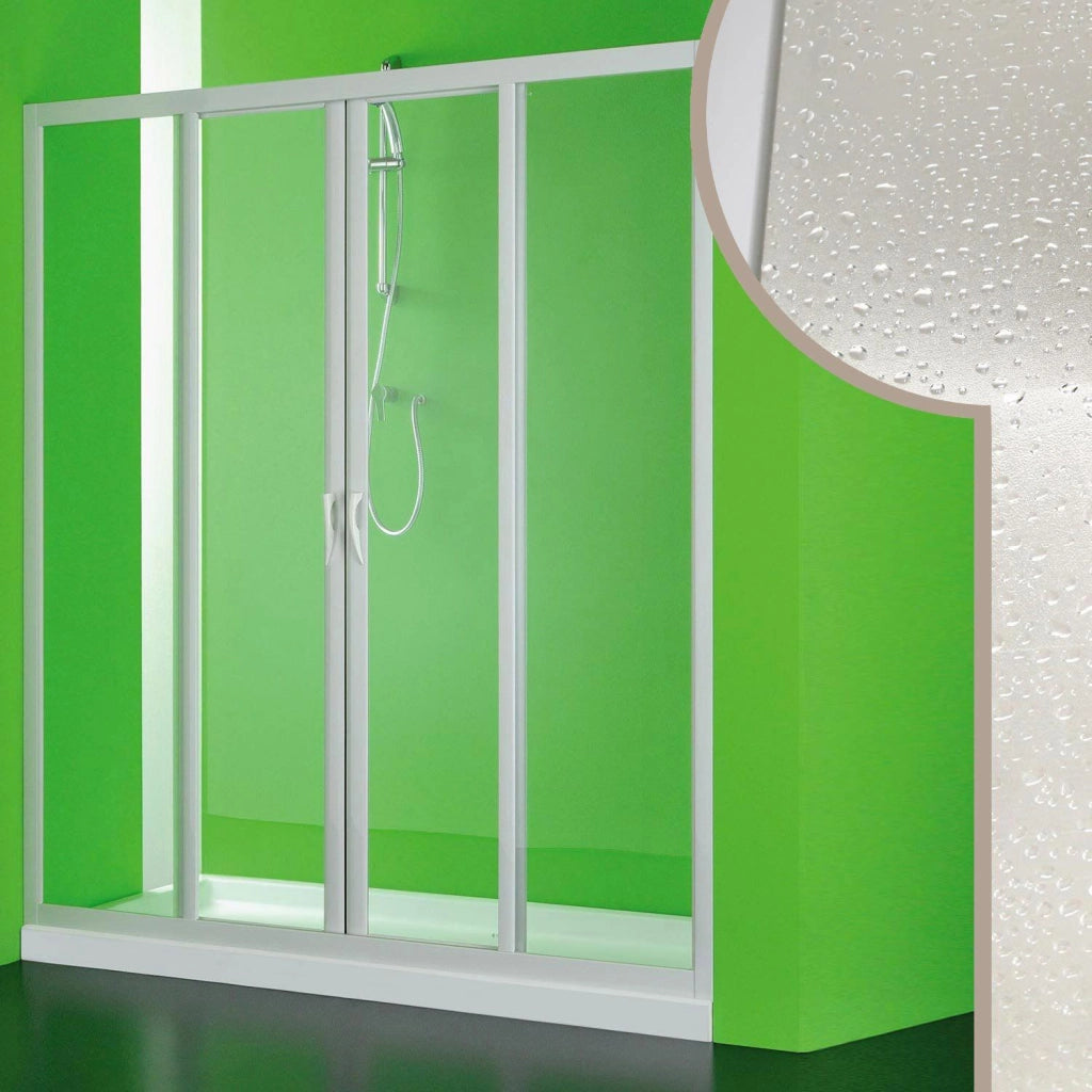 Porta Doccia 130 cm 2 Ante Scorrevoli in Acrilico H185 cm Dorini Bianco