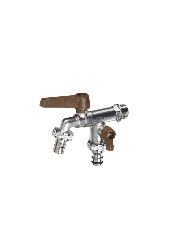 Rubinetto doppio con leve colorato in ottone Belfer diametro Ø27mm Colore: Ruggine