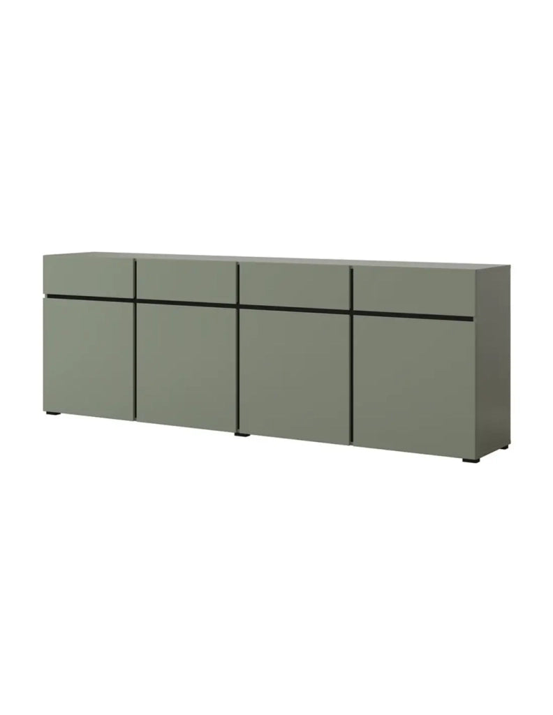 Buffet XL colore verde salvia 225cm collezione HAVANA. Credenza design con 4 porte e 4 cassetti.
