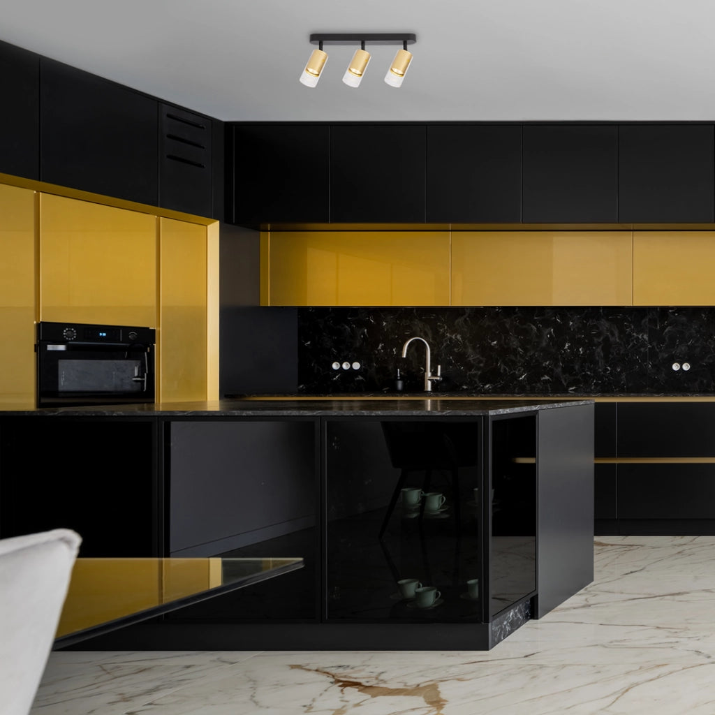 Barra spot Ricky nero-oro 3xGU10 10W Milagro da soffitto