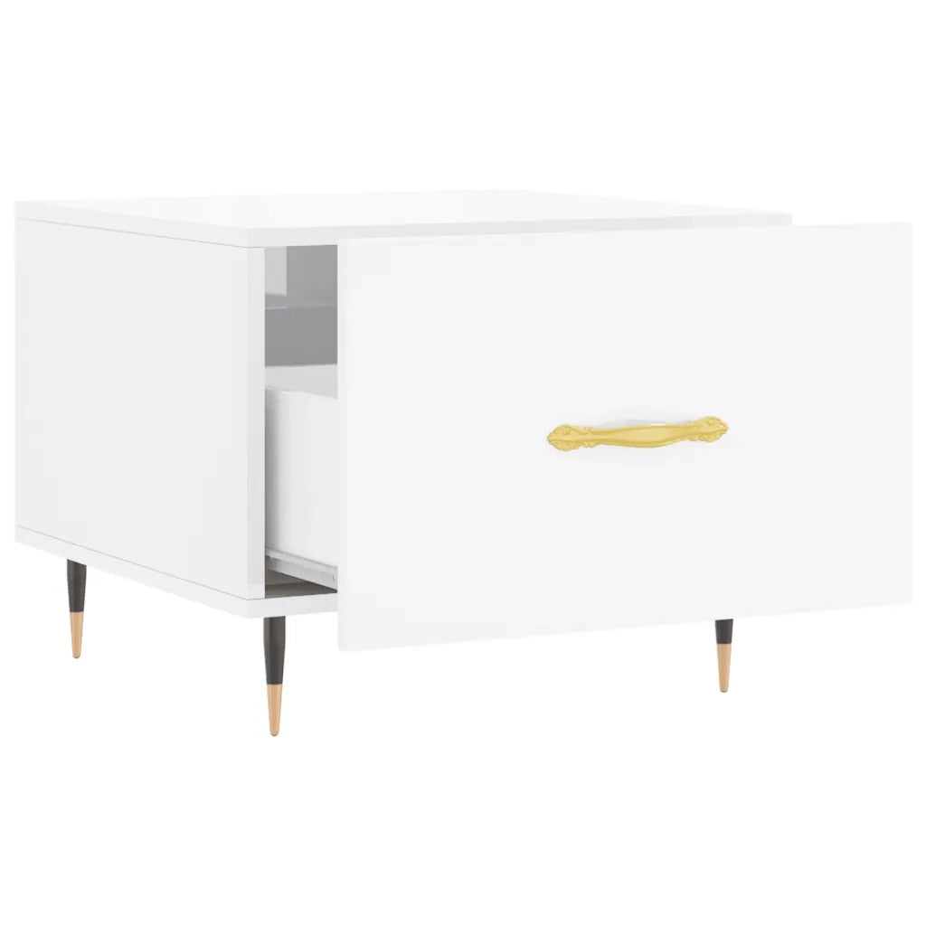 Tavolino da Salotto-Tavolino da soggiorno-Tavolo Bianco Lucido 50x50x40 cm Legno Multistrato 427477