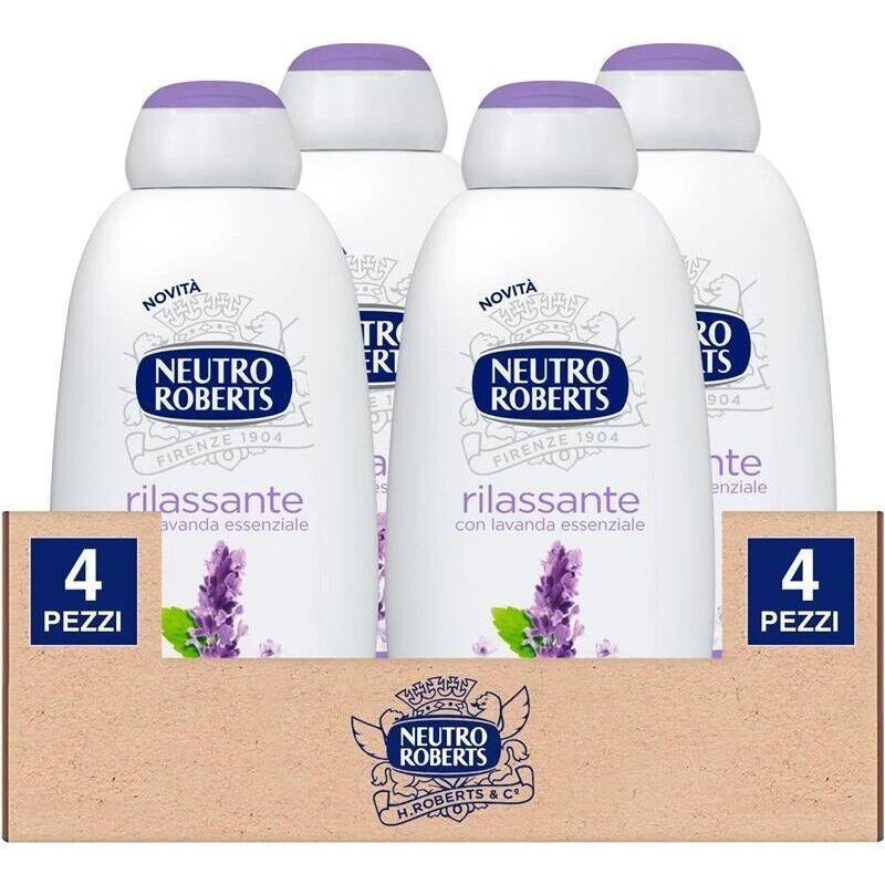 NEUTRO ROBERTS BAGNOSCHIUMA DERMAZERO 4 FLACONI DA 600 ML RILASSANTE LAVANDA