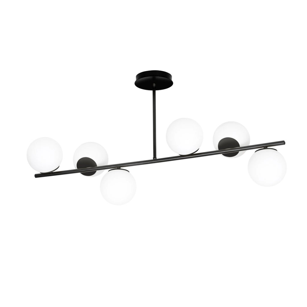 Lampadario Emibig BIOR 6xE14 nero con vetro bianco