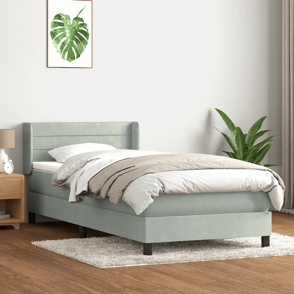 Giroletto a Molle con Materasso grigio chiaro 90x210 cm Velluto 3318183