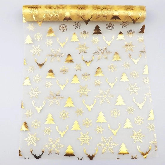Tavolino decorativo brillante oro - Tavolo copri tavolo - Resistente all'acqua - Poliestere - 28 x 500 cm