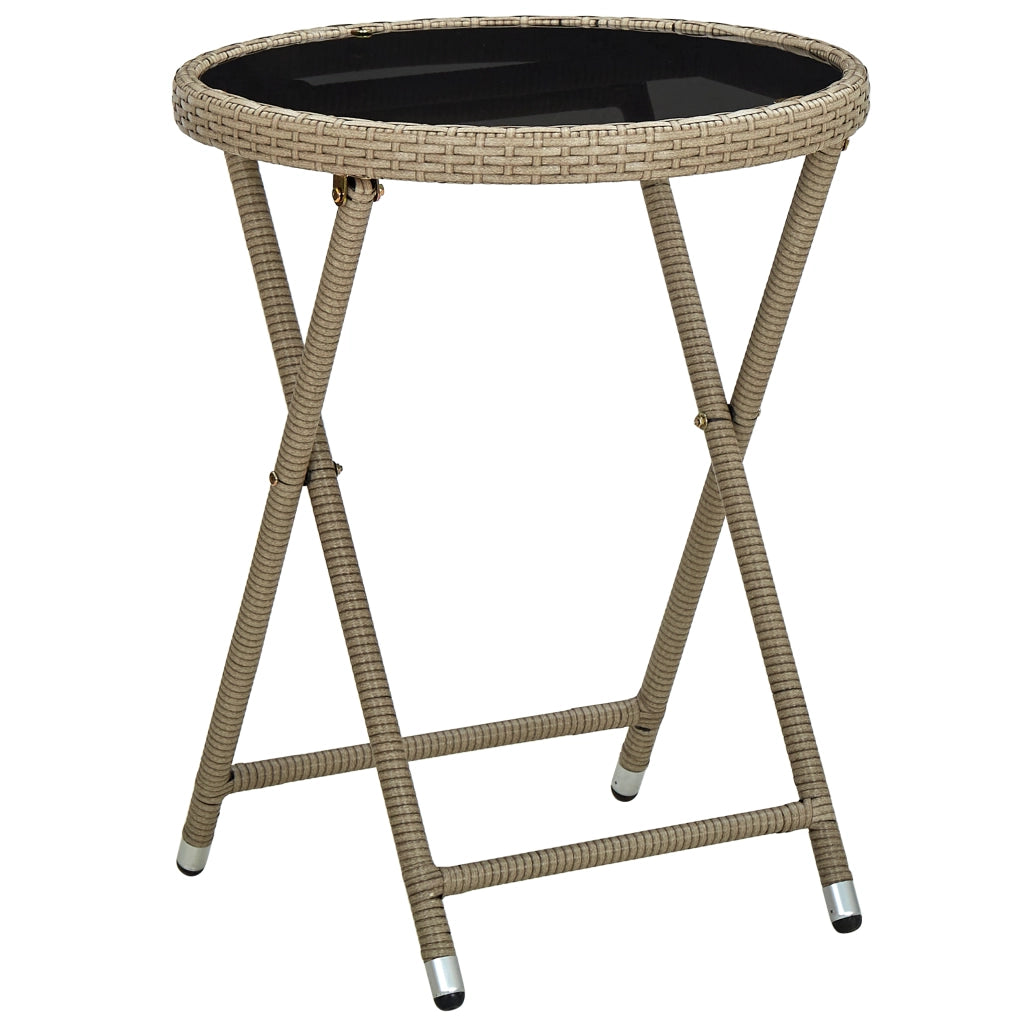 Set Bistro da Giardino a 3 Pezzi con Cuscini Beige in Polyrattan
