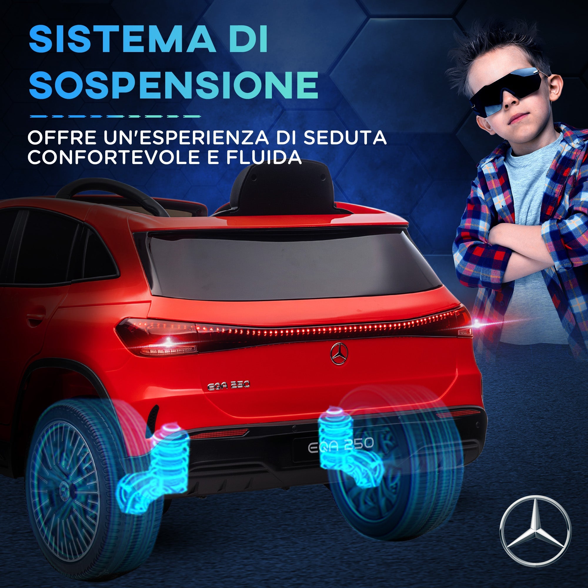 Macchina Elettrica per Bambini 12V con licenza Mercedes EQA Rossa