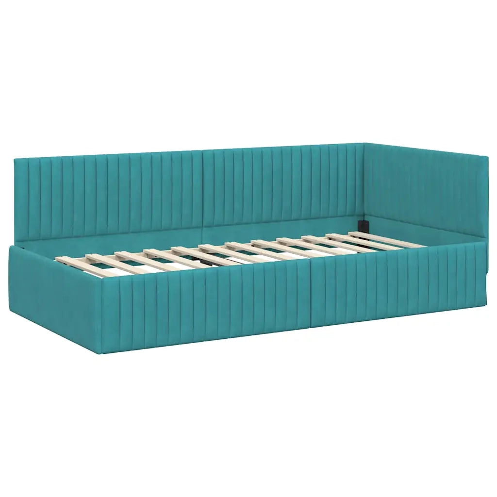 Struttura Letto Angolare con Materasso 2 pz-Giroletto con materasso Turchese Velluto 364222