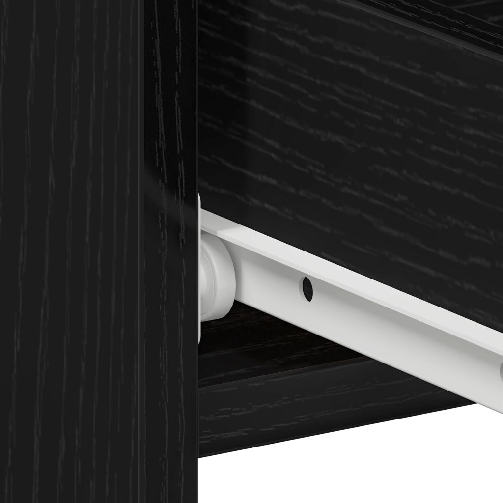Comodino Nero Rovere  40x35x62,5 cm in Legno Ingegnerizzato