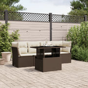 vidaXL Set Divano da Giardino 5 pz con Cuscini Marrone in Polyrattan
