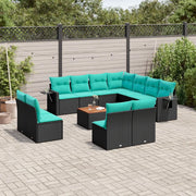 Set Divani da Giardino 12 pz con Cuscini Nero in Polyrattan 3224622