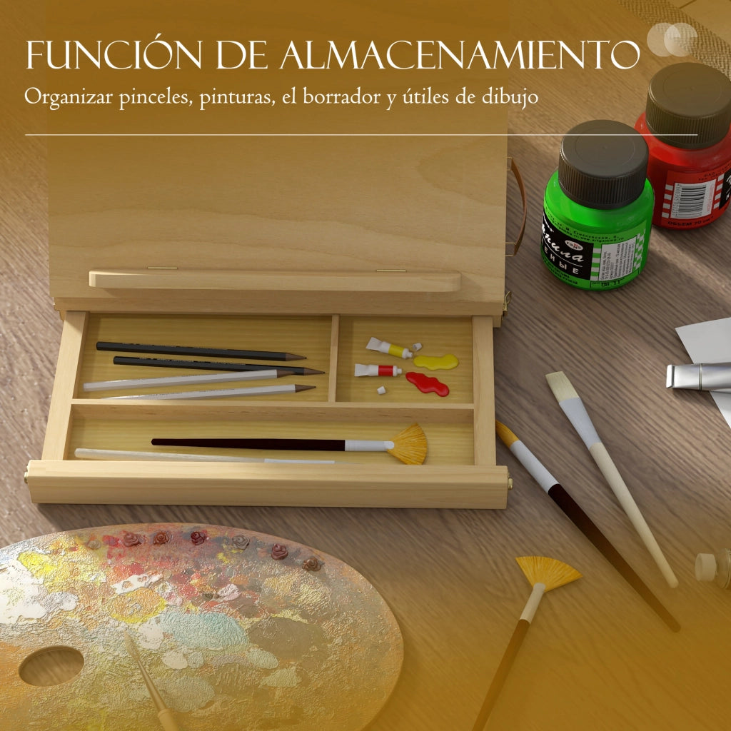 Cavalletto da Tavolo in Legno Pieghevole con Cassetto e Altezza Regolabile ¨C Minimal ¨C 33,5x26x26 cm