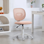 Sedia da ufficio ergonomica girevole con schienale in rete e seduta imbottita, altezza regolabile, in plastica rosa