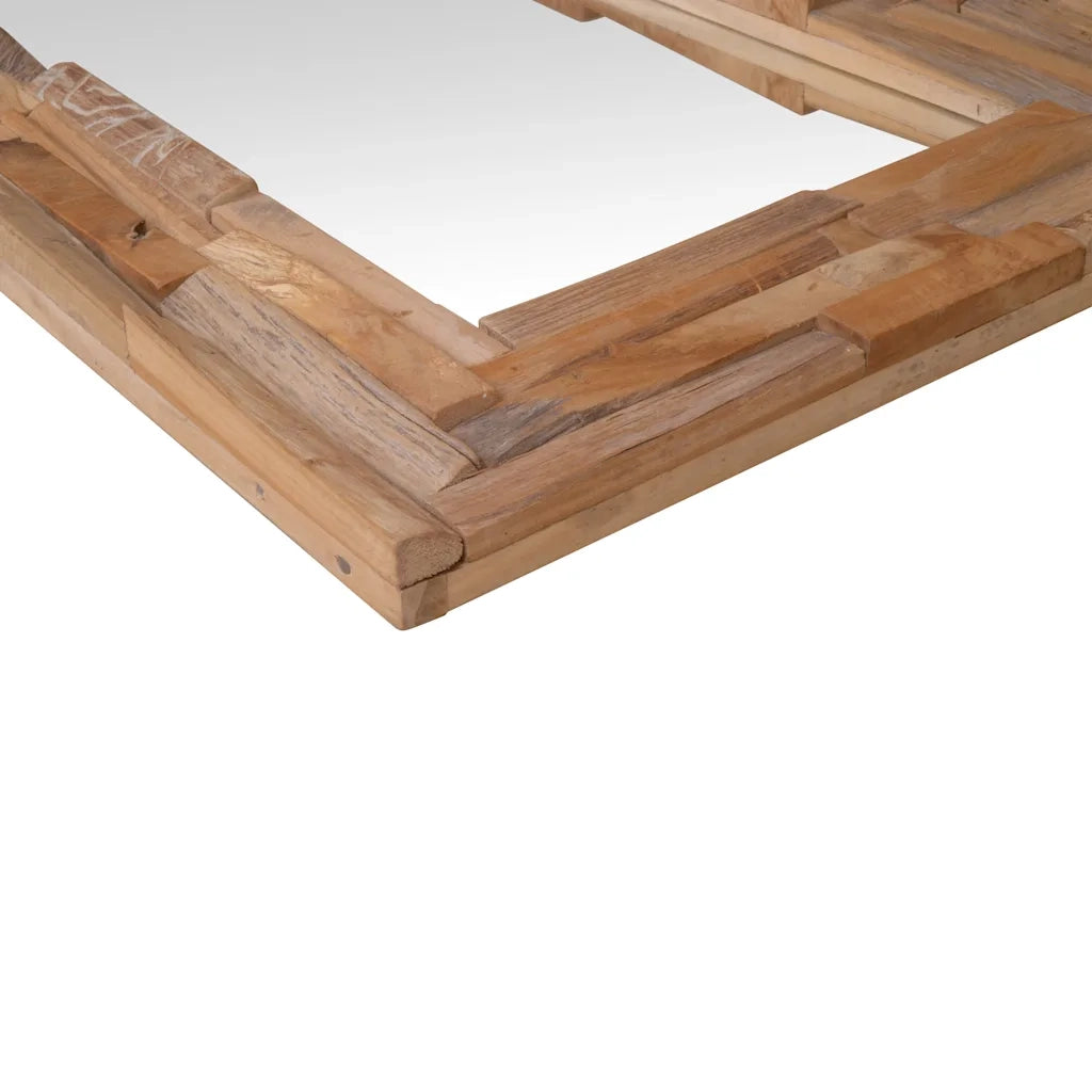 Specchio Decorativo in Legno di Teak 120x60 cm Rettangolare cod mxl 49985