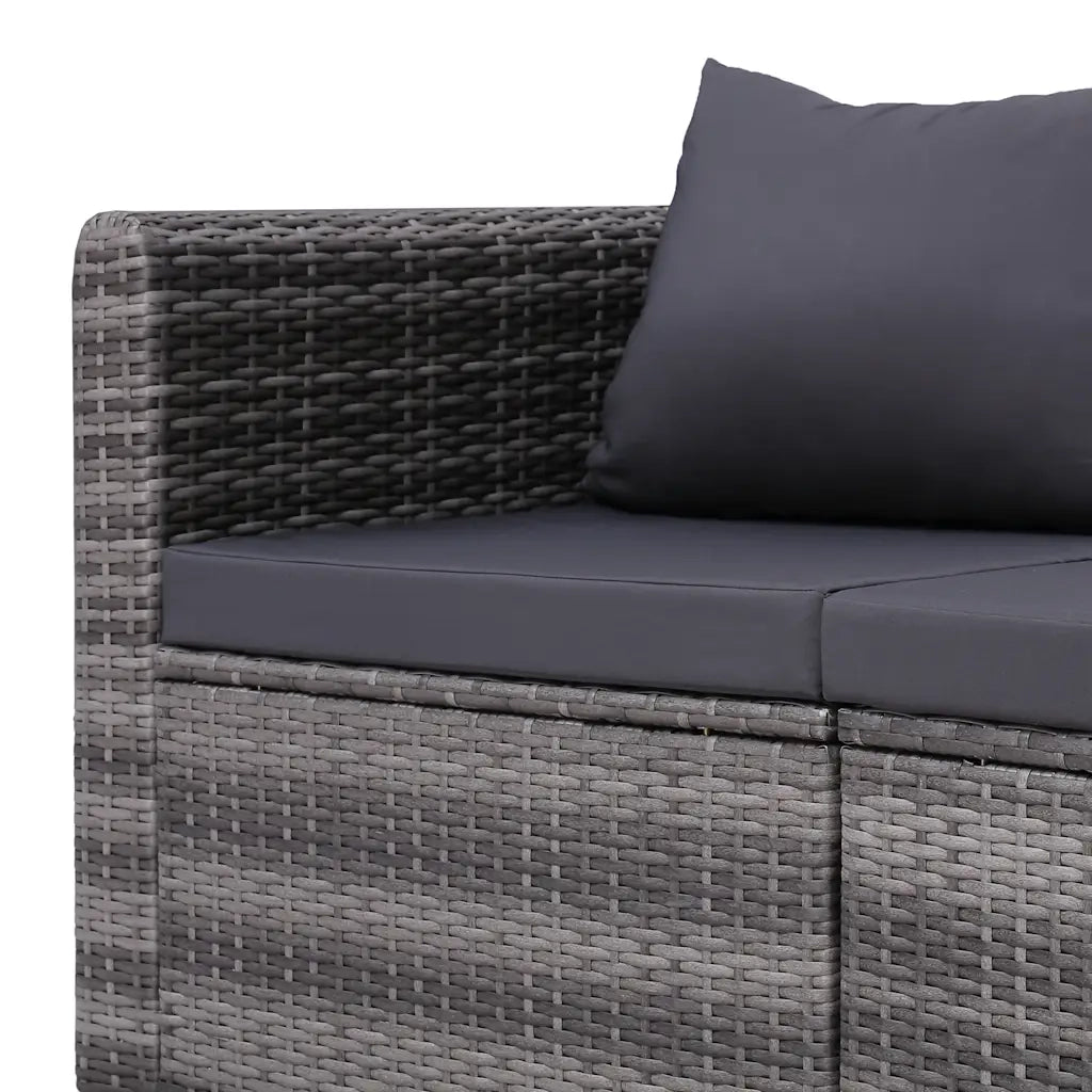 Set Divani da Giardino 3 pz con Cuscini Grigio in Polyrattan 44163