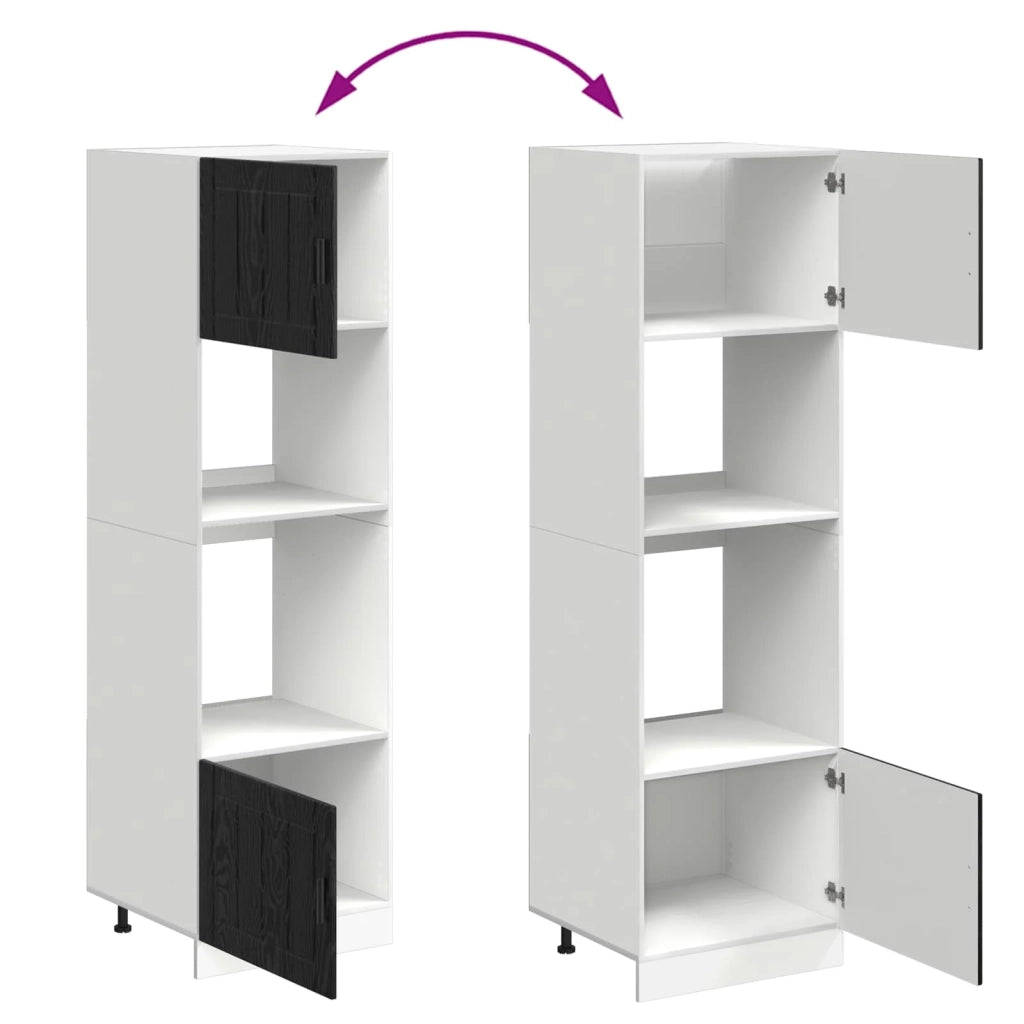 Mobile da cucina moderno da parete 60 x 57 x 207 cm spazio di archiviazione efficiente design elegante in legno ingegnerizzato rovere nero 02_0056324
